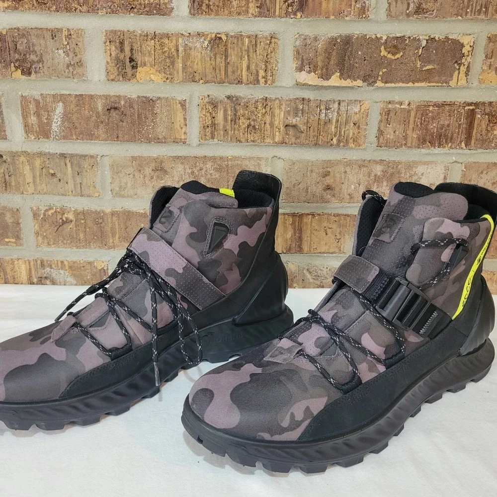 ECCO Exostrike M Gore-Tex Camo Boots Mens EU 46 / US 12-12.5 Titanium Black NEW